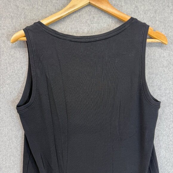 Chicos Black Tank Top True Color Tees Cotton Blend Ribbed Size 2 US Large Summer - Picture 7 of 9